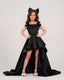 dideyttawl High-Low Junior Bridesmaid Dresses for Girls Pleated Satin A-Line Bow Straps Pageant Formal Party Dress 2536