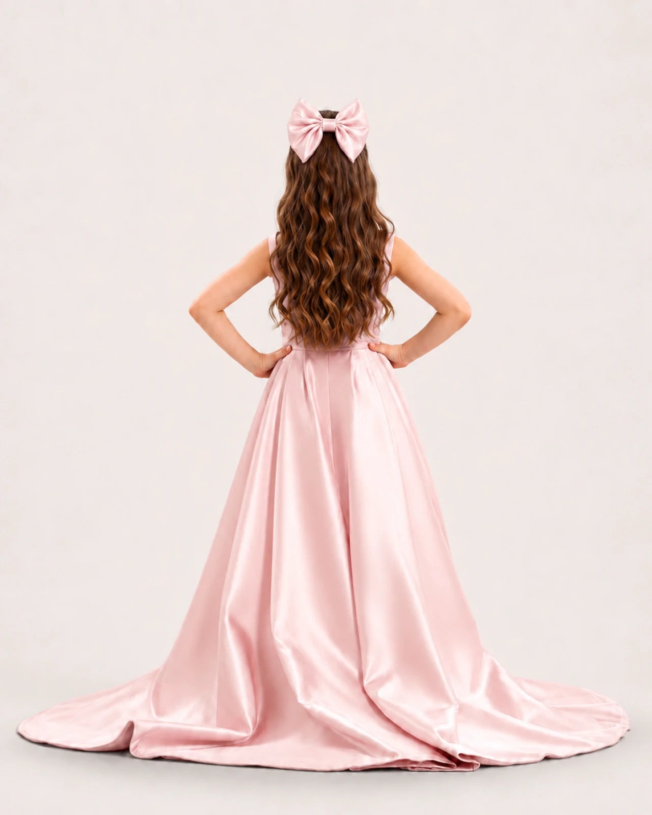 dideyttawl High-Low Junior Bridesmaid Dresses for Girls Pleated Satin A-Line Bow Straps Pageant Formal Party Dress 2536