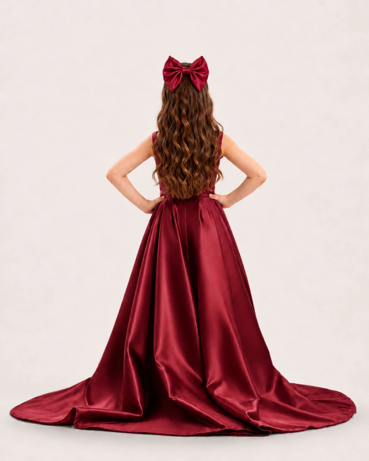 dideyttawl High-Low Junior Bridesmaid Dresses for Girls Pleated Satin A-Line Bow Straps Pageant Formal Party Dress 2536