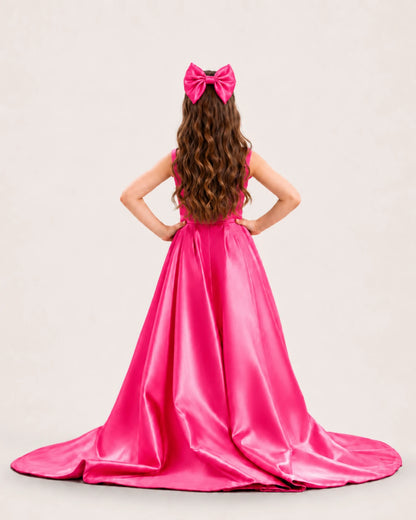 dideyttawl High-Low Junior Bridesmaid Dresses for Girls Pleated Satin A-Line Bow Straps Pageant Formal Party Dress 2536