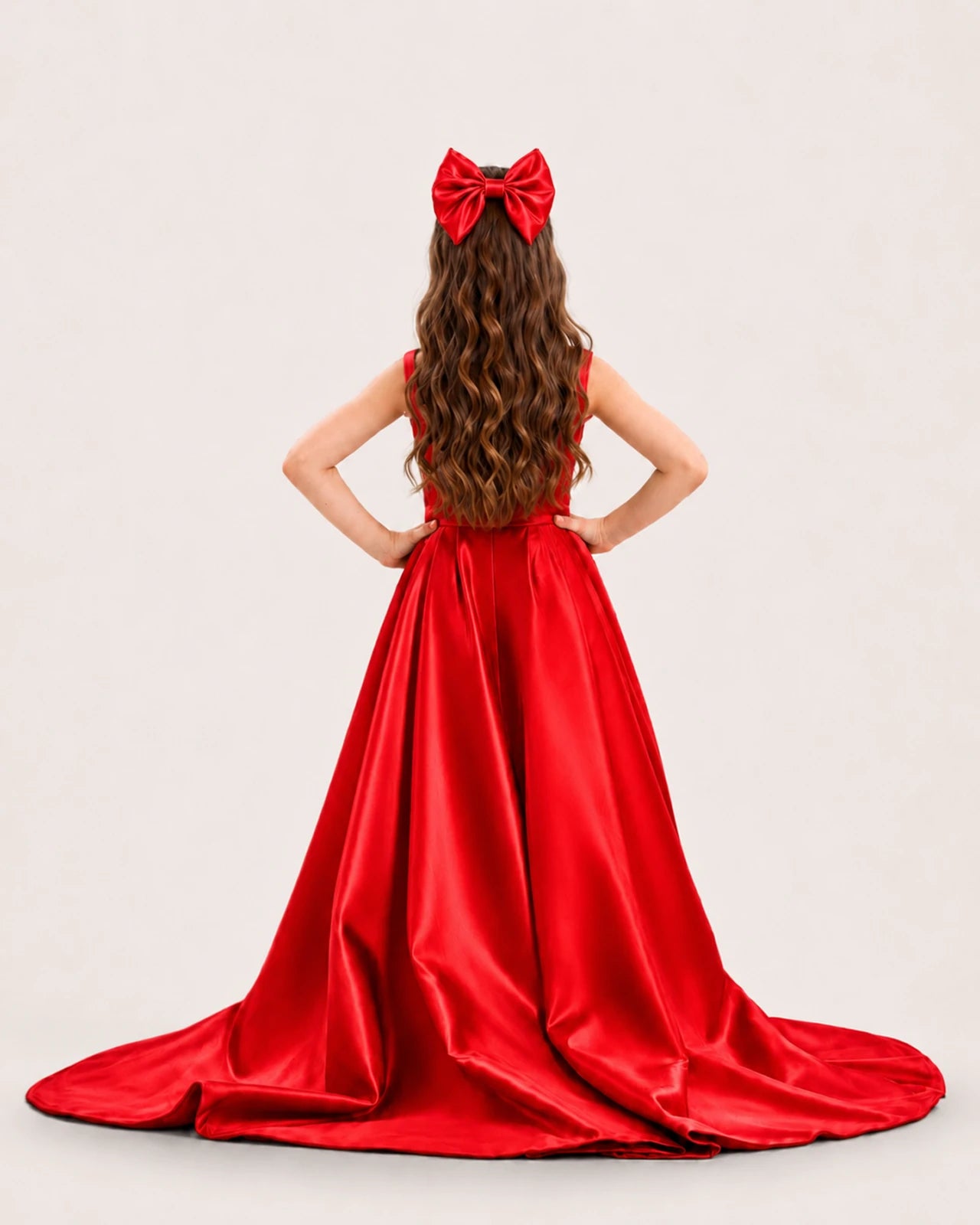 dideyttawl High-Low Junior Bridesmaid Dresses for Girls Pleated Satin A-Line Bow Straps Pageant Formal Party Dress 2536