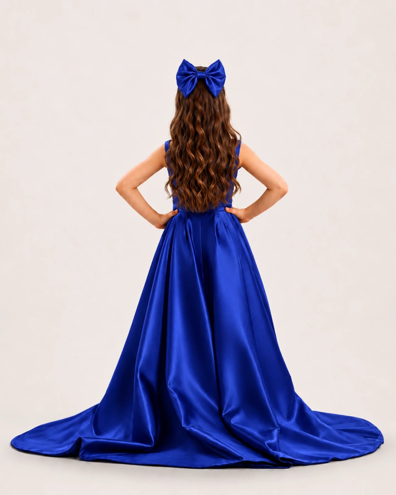 dideyttawl High-Low Junior Bridesmaid Dresses for Girls Pleated Satin A-Line Bow Straps Pageant Formal Party Dress 2536