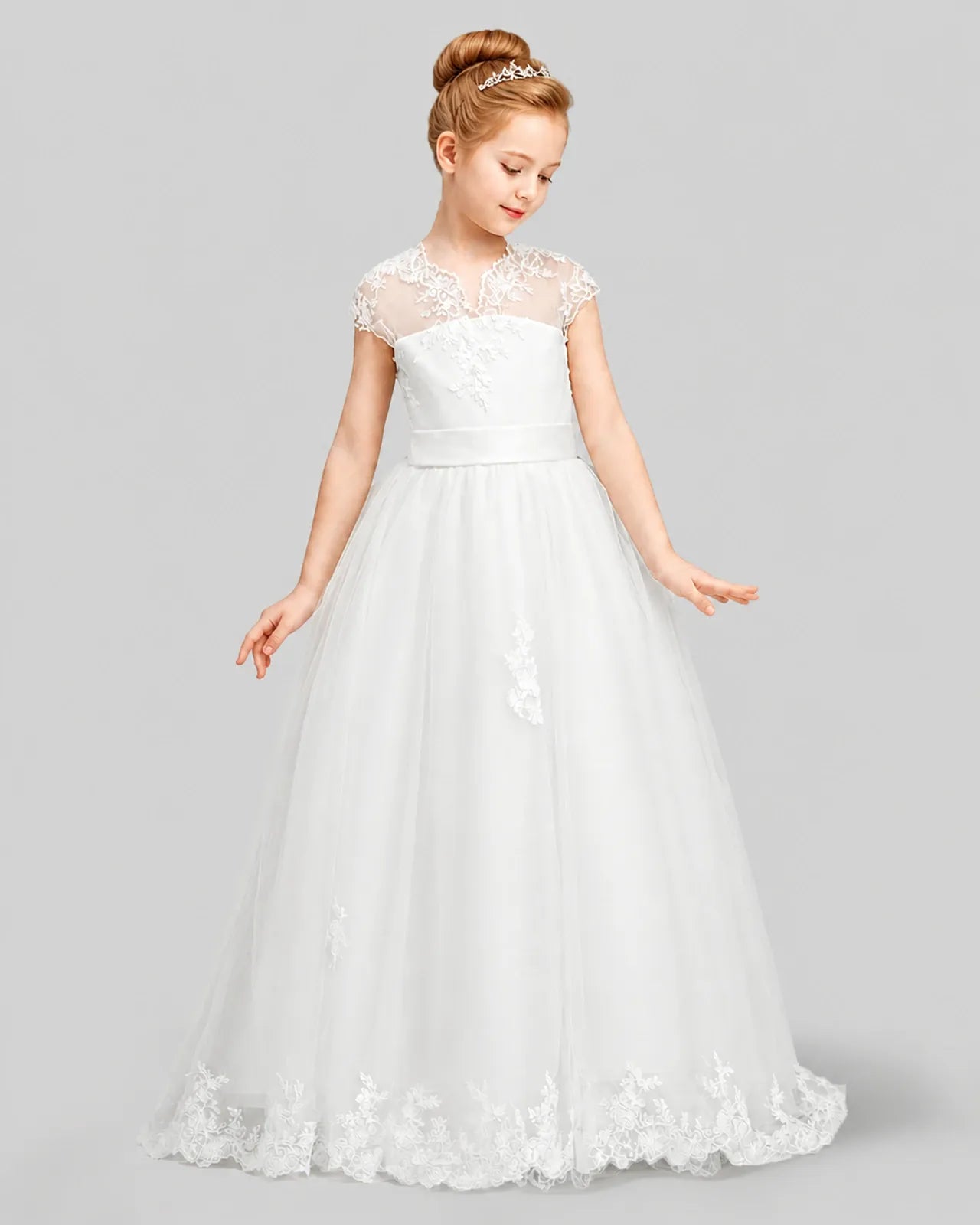 Ivory Tulle Ball Gown First Communion Dresses Front View