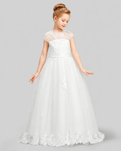 Ivory Tulle Ball Gown First Communion Dresses Front View