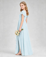 Baby Blue Chiffon A-line Junior Bridesmaid Dress Side View