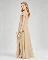 Champagne Chiffon A-line Junior Bridesmaid Dress Side View