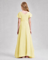 Daffodil Chiffon A-line Junior Bridesmaid Dress Back View