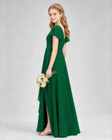 Dark Green Chiffon A-line Junior Bridesmaid Dress Side View