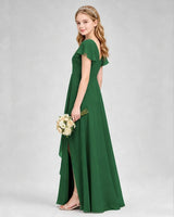 Emerald Green Chiffon A-line Junior Bridesmaid Dress Side View
