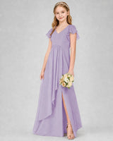 Lavender Chiffon A-line Junior Bridesmaid Dress Front View