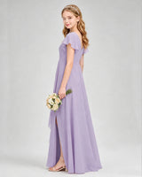 Lavender Chiffon A-line Junior Bridesmaid Dress Side View