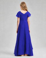 Royal Blue Chiffon A-line Junior Bridesmaid Dress Back View
