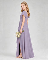 Wisteria Chiffon A-line Junior Bridesmaid Dress Side View