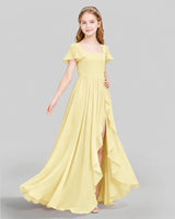 Daffodil Chiffon A-line Junior Bridesmaid Dress Side View