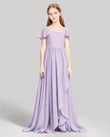 Lavender Chiffon A-line Junior Bridesmaid Dress Front View
