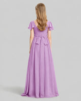 Lilac Chiffon A-line Junior Bridesmaid Dress Back View