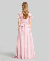 Pink Chiffon A-line Junior Bridesmaid Dress Back View