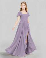 Wisteria Chiffon A-line Junior Bridesmaid Dress Side View