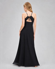 Dideyttawl Junior Bridesmaid Dress with Cutout Back and Criss-Cross Chiffon Skirt