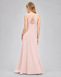 Dideyttawl Junior Bridesmaid Dress with Cutout Back and Criss-Cross Chiffon Skirt