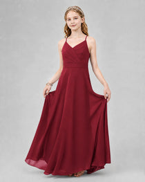 Dideyttawl Junior Bridesmaid Dress with Cutout Back and Criss-Cross Chiffon Skirt