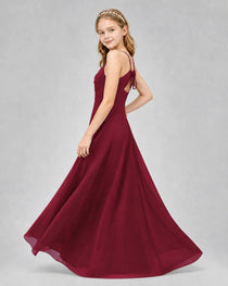 Dideyttawl Junior Bridesmaid Dress with Cutout Back and Criss-Cross Chiffon Skirt