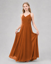 Dideyttawl Junior Bridesmaid Dress with Cutout Back and Criss-Cross Chiffon Skirt
