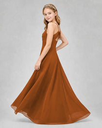 Dideyttawl Junior Bridesmaid Dress with Cutout Back and Criss-Cross Chiffon Skirt