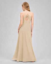 Dideyttawl Junior Bridesmaid Dress with Cutout Back and Criss-Cross Chiffon Skirt
