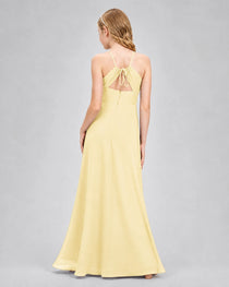 Dideyttawl Junior Bridesmaid Dress with Cutout Back and Criss-Cross Chiffon Skirt