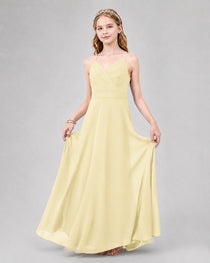 Dideyttawl Junior Bridesmaid Dress with Cutout Back and Criss-Cross Chiffon Skirt