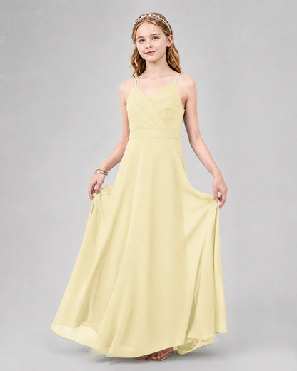 Daffodil Chiffon A-line Junior Bridesmaid Dress Front View