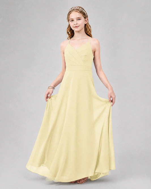 Daffodil Chiffon A-line Junior Bridesmaid Dress Front View