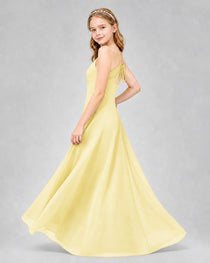 Dideyttawl Junior Bridesmaid Dress with Cutout Back and Criss-Cross Chiffon Skirt