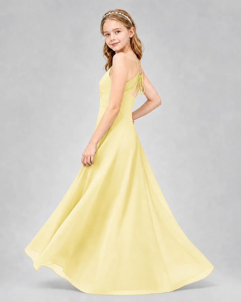 Daffodil Chiffon A-line Junior Bridesmaid Dress Side View
