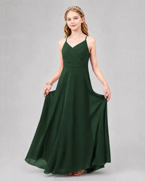 Dideyttawl Junior Bridesmaid Dress with Cutout Back and Criss-Cross Chiffon Skirt
