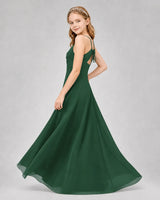 Emerald Green Chiffon A-line Junior Bridesmaid Dress Side View