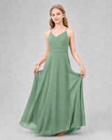Eucalyptus Chiffon A-line Junior Bridesmaid Dress Front View