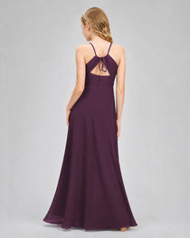Dideyttawl Junior Bridesmaid Dress with Cutout Back and Criss-Cross Chiffon Skirt