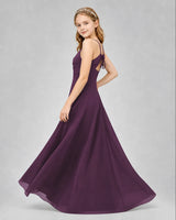 Grape Chiffon A-line Junior Bridesmaid Dress Side View