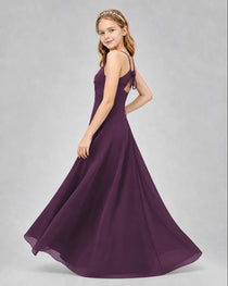 Dideyttawl Junior Bridesmaid Dress with Cutout Back and Criss-Cross Chiffon Skirt