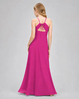 Hot Pink Chiffon A-line Junior Bridesmaid Dress Back View