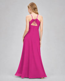 Dideyttawl Junior Bridesmaid Dress with Cutout Back and Criss-Cross Chiffon Skirt