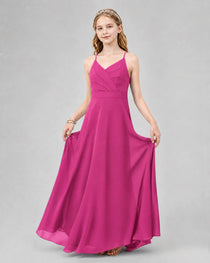Dideyttawl Junior Bridesmaid Dress with Cutout Back and Criss-Cross Chiffon Skirt