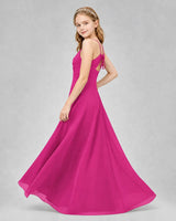 Hot Pink Chiffon A-line Junior Bridesmaid Dress Side View