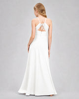 Ivory Chiffon A-line Junior Bridesmaid Dress Back View