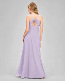 Dideyttawl Junior Bridesmaid Dress with Cutout Back and Criss-Cross Chiffon Skirt