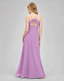 Dideyttawl Junior Bridesmaid Dress with Cutout Back and Criss-Cross Chiffon Skirt