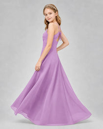 Dideyttawl Junior Bridesmaid Dress with Cutout Back and Criss-Cross Chiffon Skirt