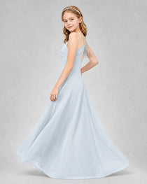 Dideyttawl Junior Bridesmaid Dress with Cutout Back and Criss-Cross Chiffon Skirt